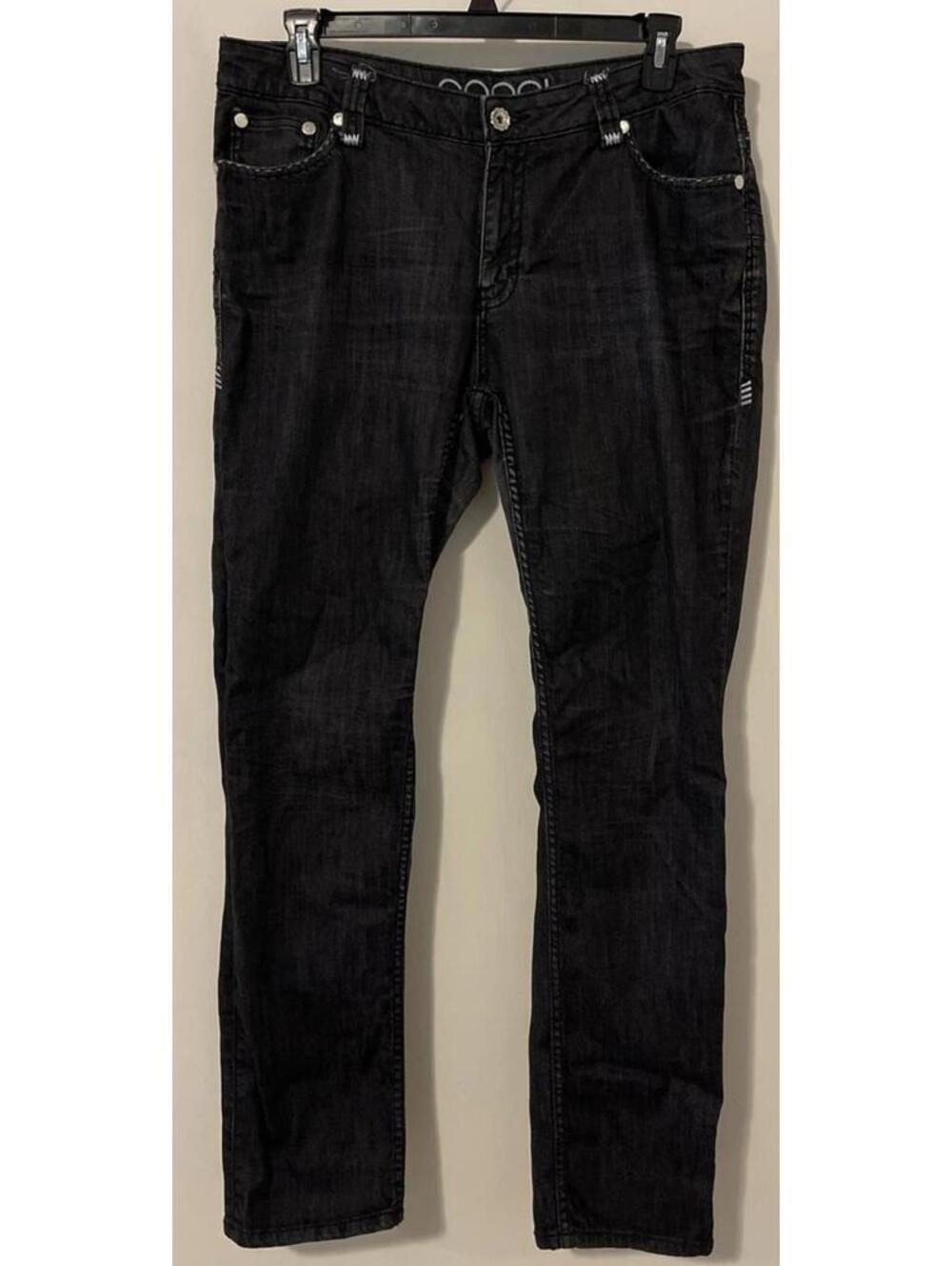 Coogi Australia Womens Sz 16 Black Stylish Straight-Fit Denim Jeans A6124 Y2K